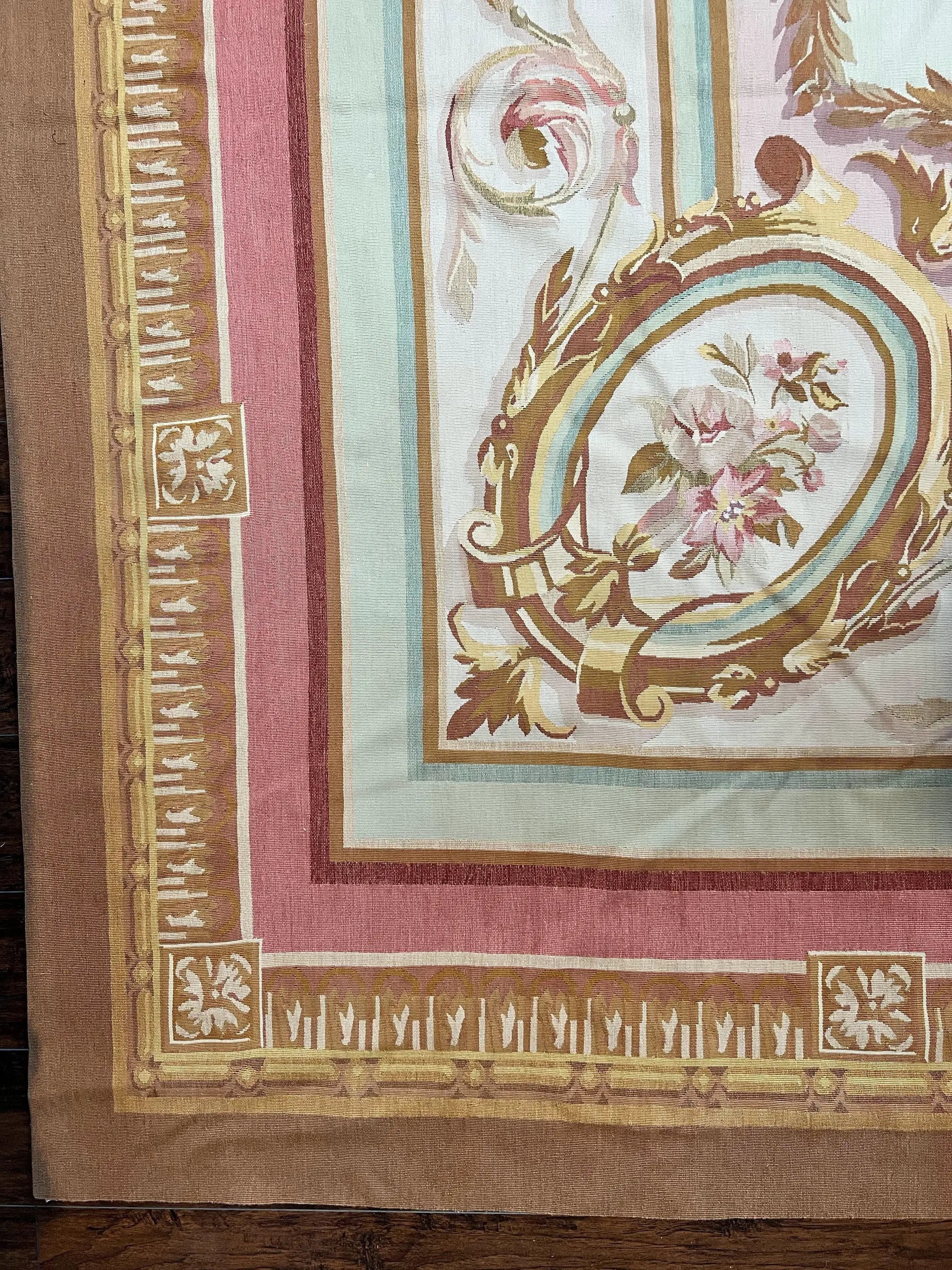 Large Aubusson Rug 11x15, Oversized Gallery Palace Size Flatweave Savonnerie Carpet 11 x 15 ft, Wool Handmade Vintage Elegant European by Jewel Rugs