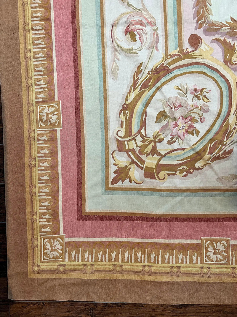Large Aubusson Rug 11x15, Oversized Gallery Palace Size Flatweave Savonnerie Carpet 11 x 15 ft, Wool Handmade Vintage Elegant European by Jewel Rugs