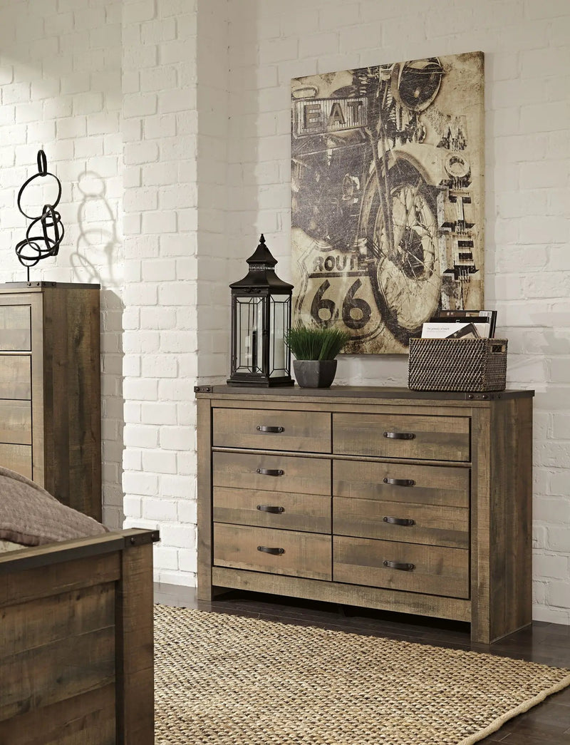 Trinell - Six Drawer Dresser - 61.34" x 15.98" x 42.99" - Brown Dark by Unique Piece Furniture