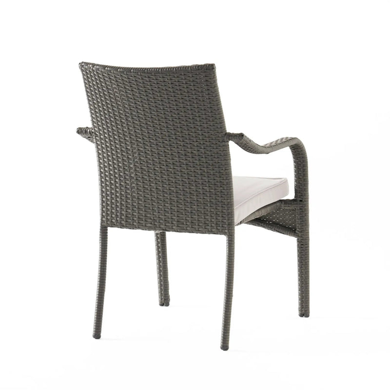 Outdoor PE Rattan Stacking Chair with Iron Frame and Cushions (Set of 4) by HouseOfZazla