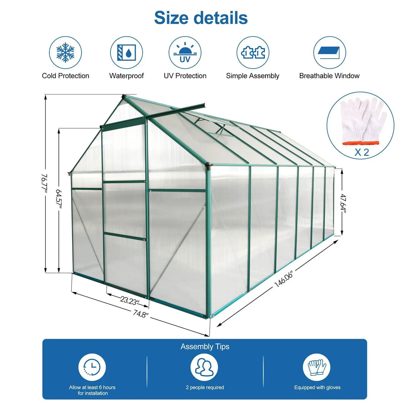Polycarbonate house Raised Base And Anchor Aluminum Heavy Duty Walk-In houses For Outdoor Backyard In All Season by HouseOfZazla