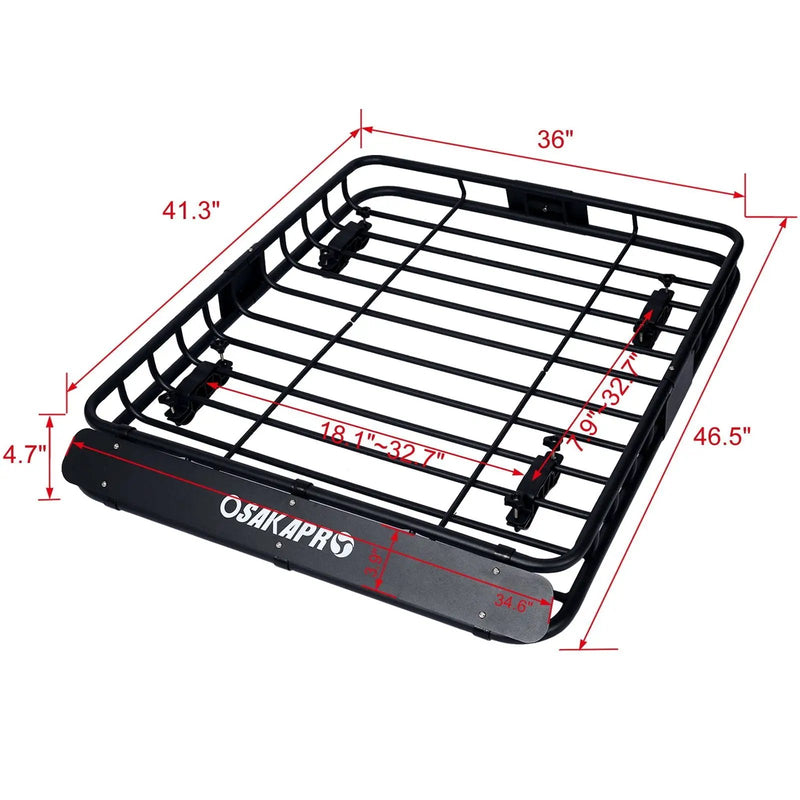 Motoring Rooftop Cargo Carrier Basket Steel Universal Fit Roof Rack by HouseOfZazla