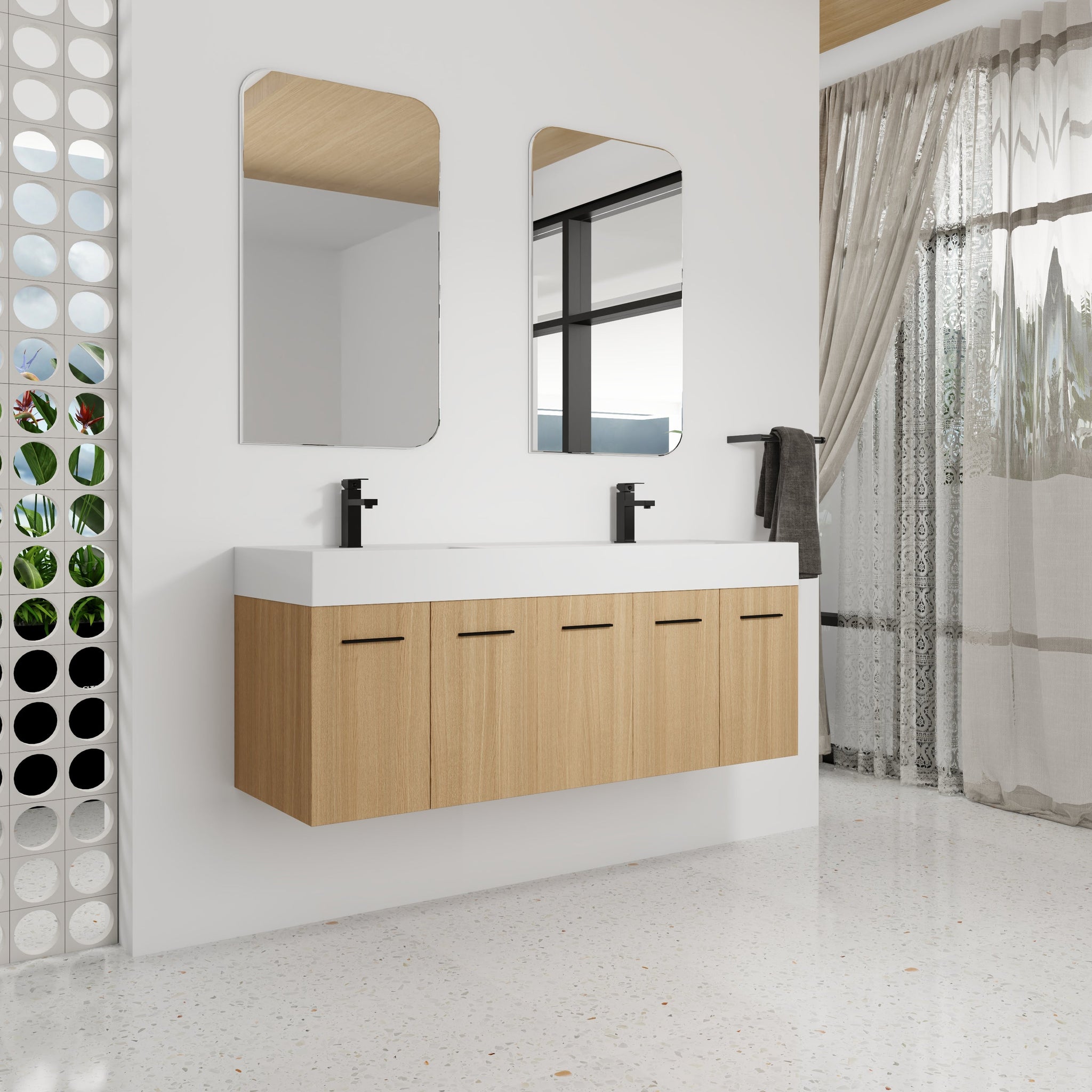 60" Floating Double Sink Bathroom Vanity with Extra-Large Storage by HouseOfZazla