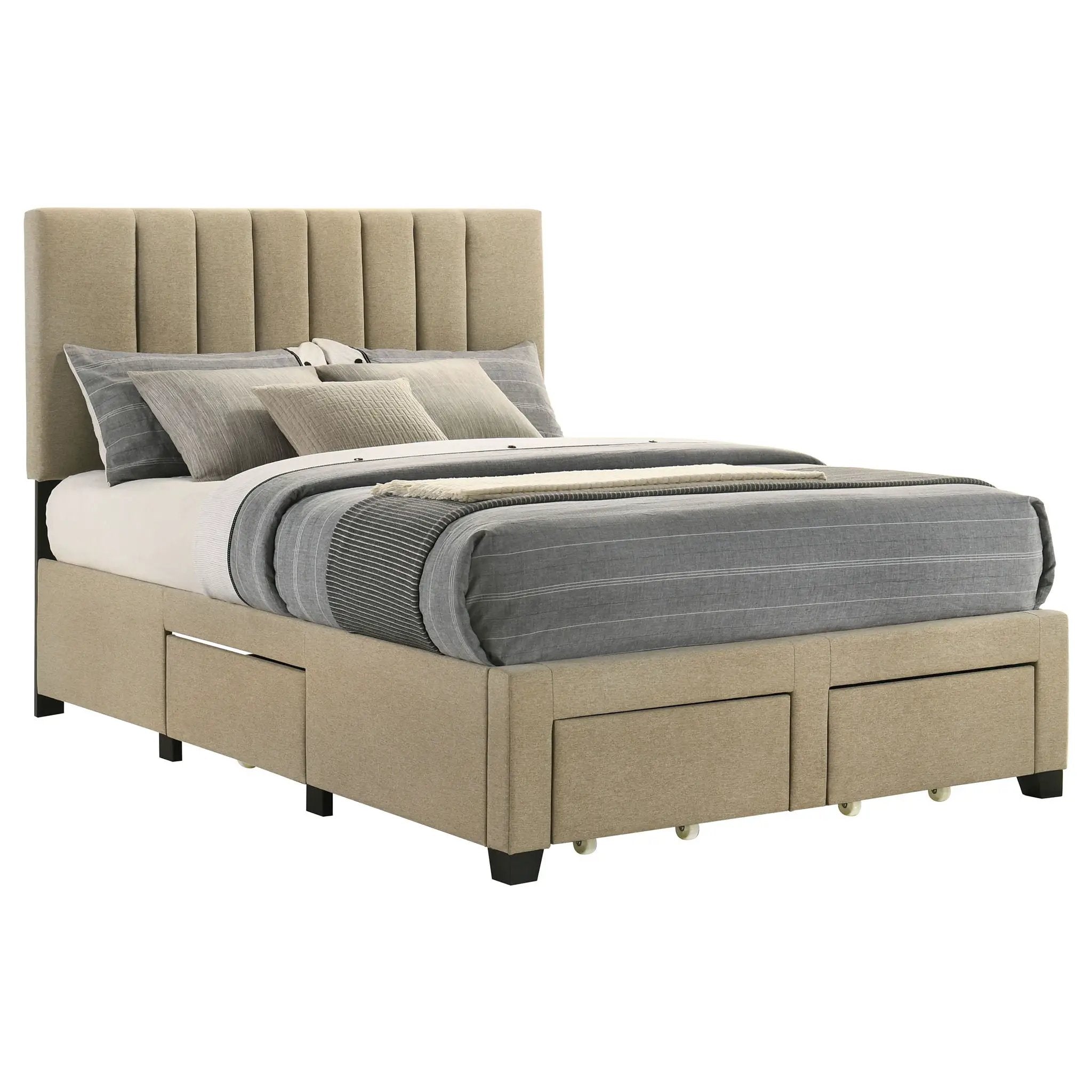 Wheatland 4-drawer Upholstered Full Storage Bed Light Brown by Unique Piece Furniture