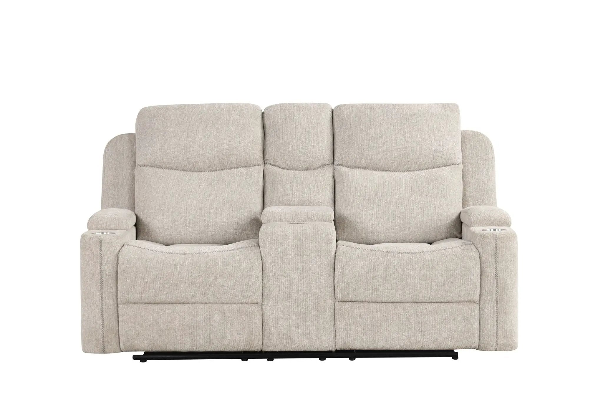 Galya - Motion Loveseat With Console - Light Gray by HouseOfZazla