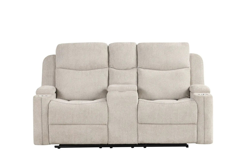 Galya - Motion Loveseat With Console - Light Gray by HouseOfZazla