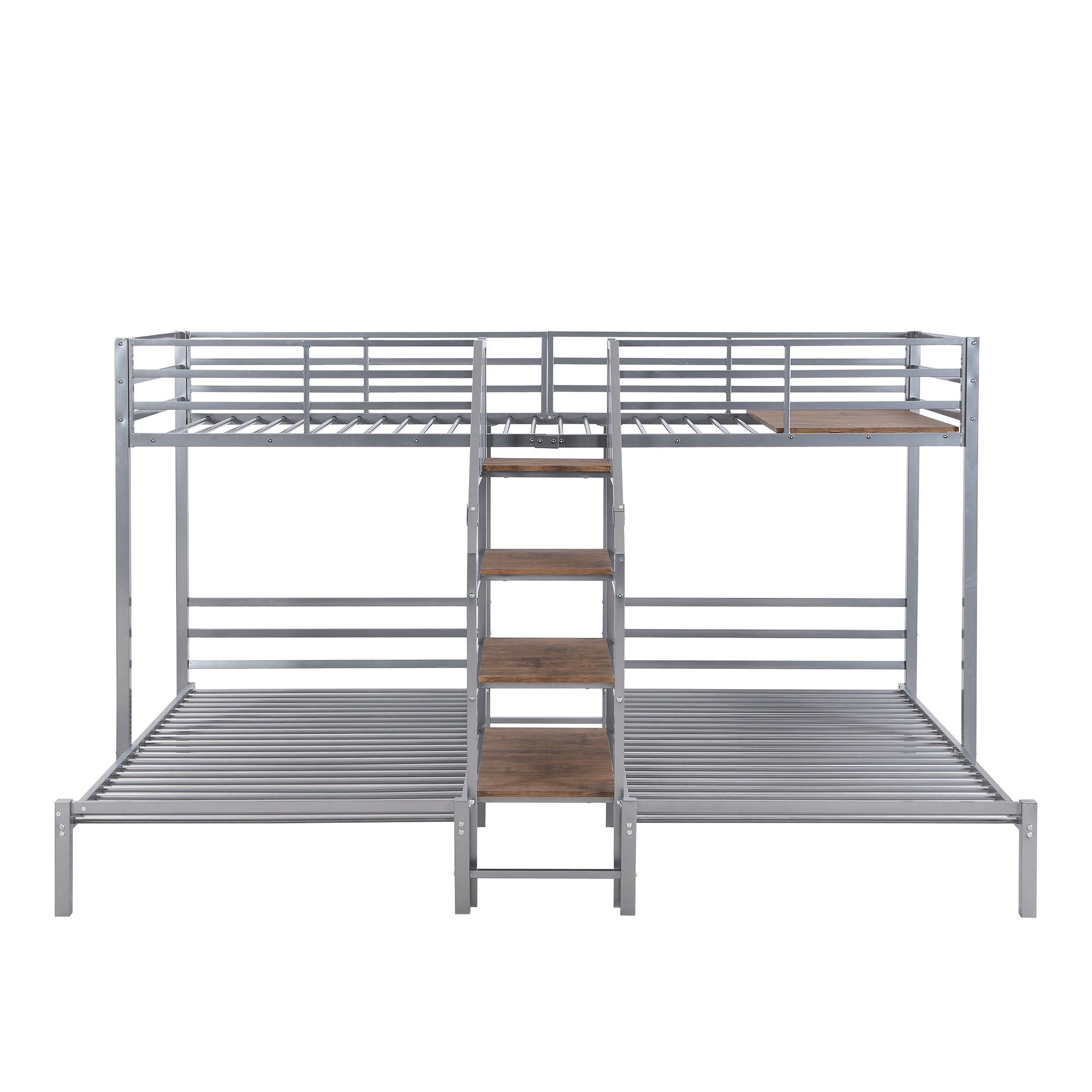 Metal Bunk Bed With Storage Shelves Staircase by HouseOfZazla
