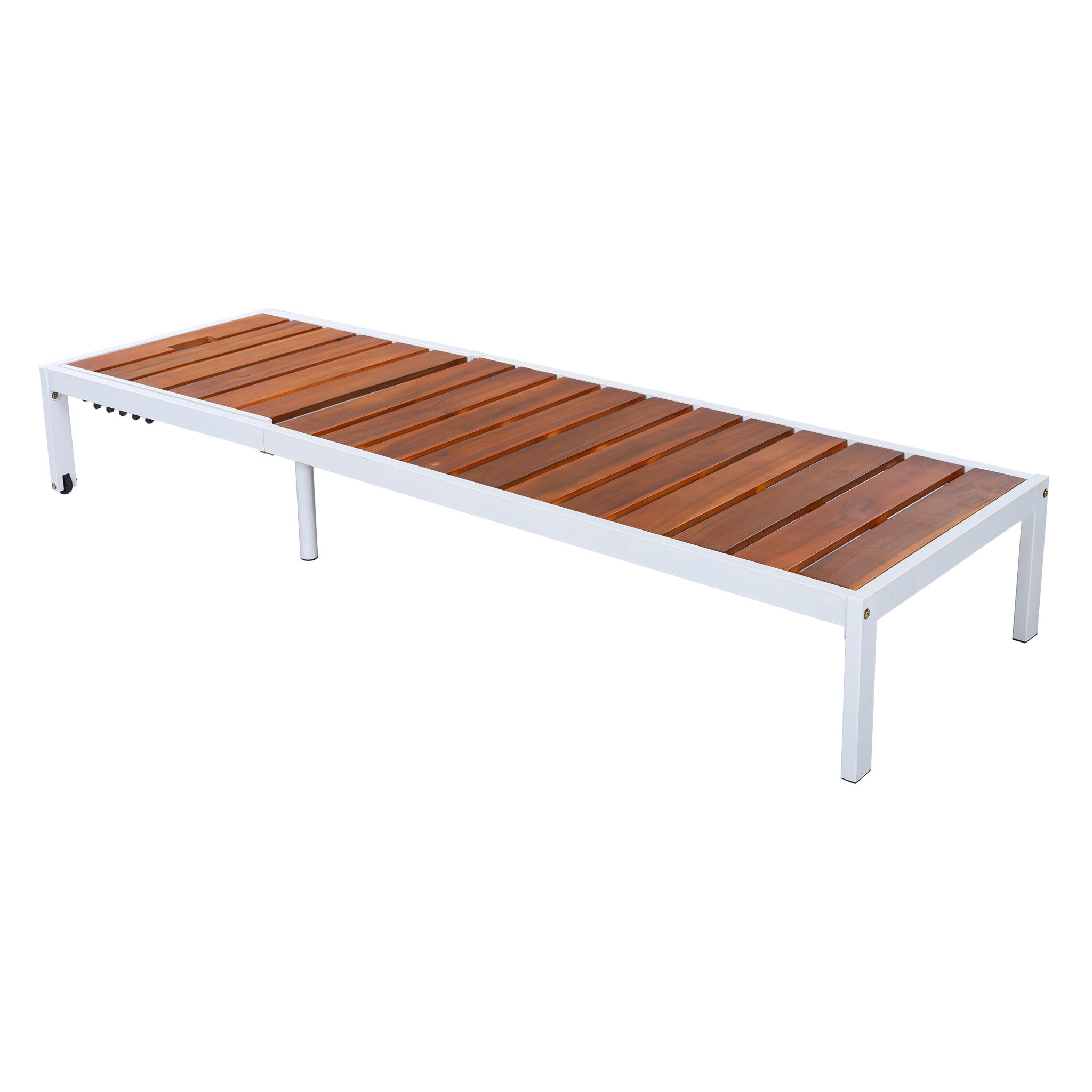 Outdoor Chaise Pool Lounge Chairs With Adjustable Backrest - Brown / White by HouseOfZazla