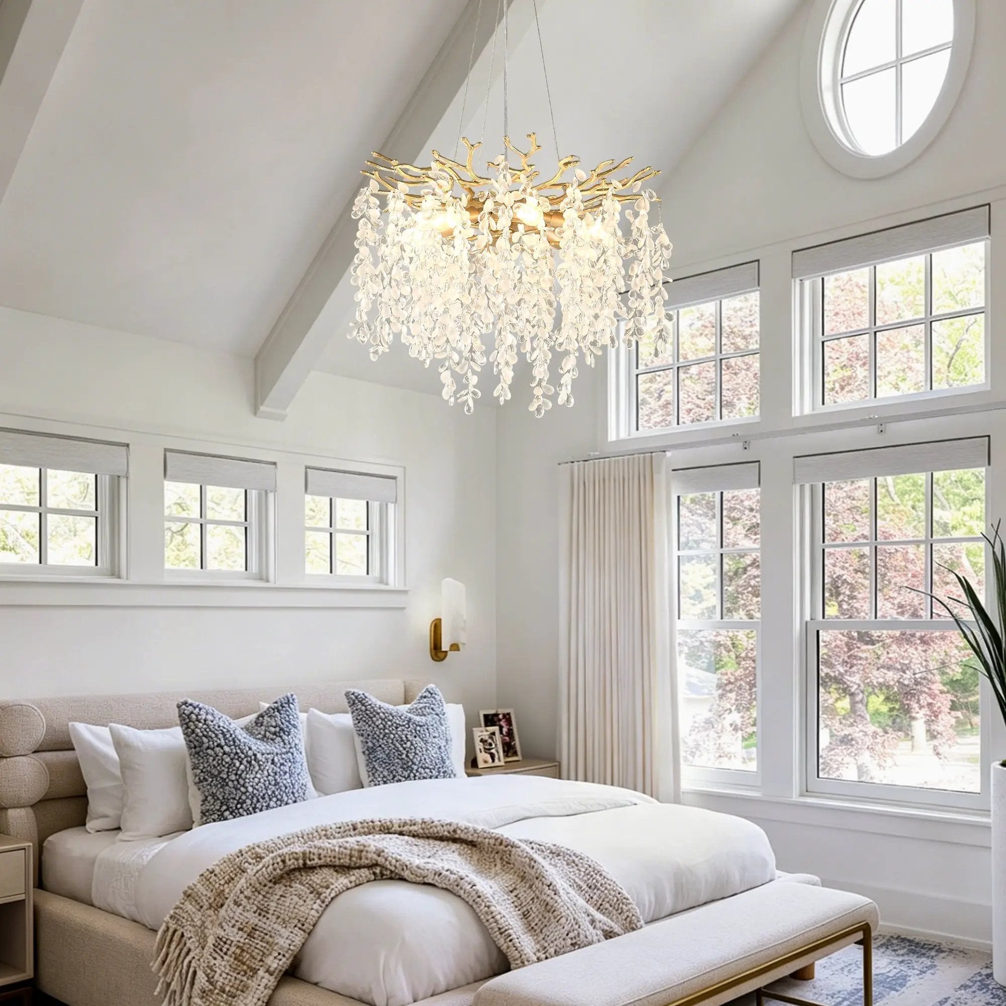 6-Light Chandelier Crystal Ceiling Lamp in Gold by HouseOfZazla