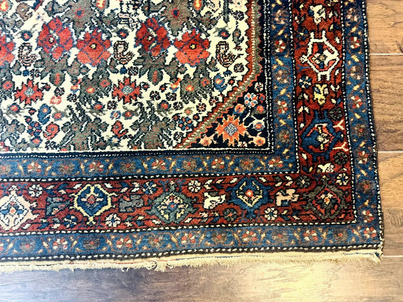 Persian Tribal Rug 3x5, Antique Persian Carpet, Floral Roses, Handmade, Persian Zanjan Rug by Jewel Rugs