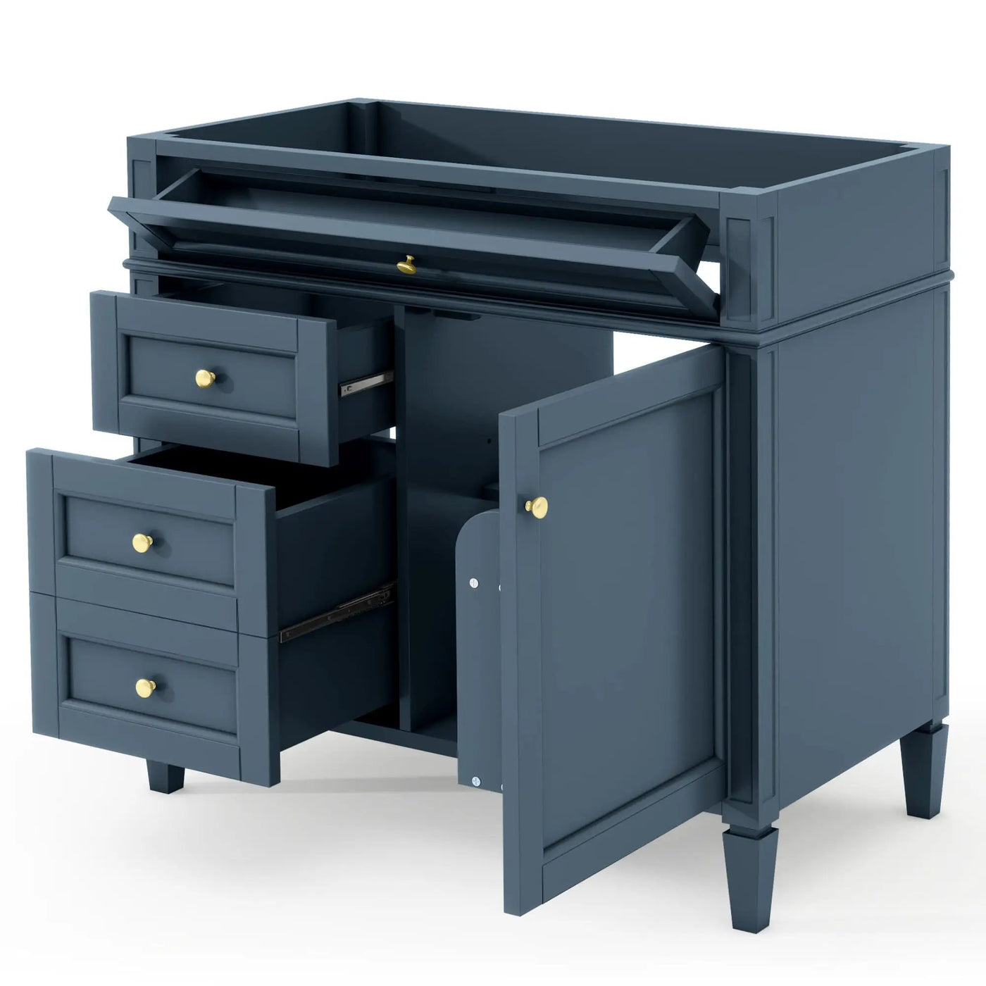 Bathroom Vanity With 2 Drawers And Tip-Out Drawer, Storage Cabinet by Unique Piece Furniture