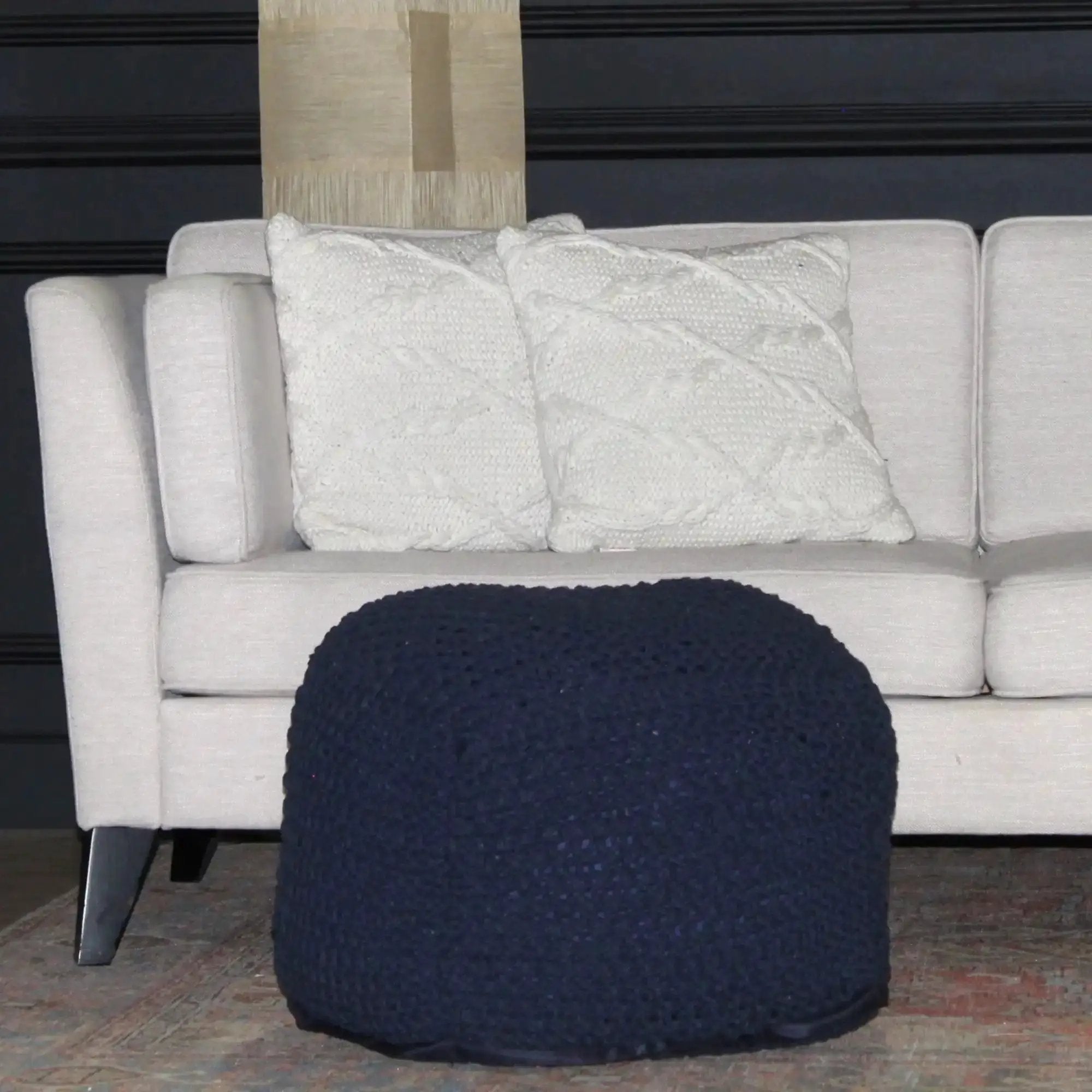 Semi Rounded Pouf Cable Knitted Perfect Seating by HouseOfZazla