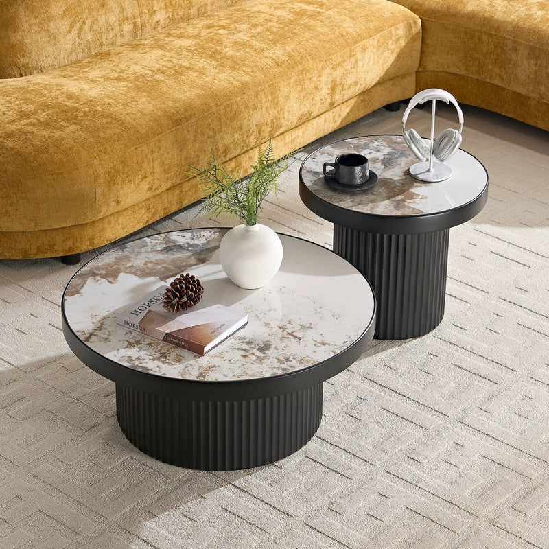 Set of 2 Coffee Tables with Sintered Stone Tabletops by HouseOfZazla