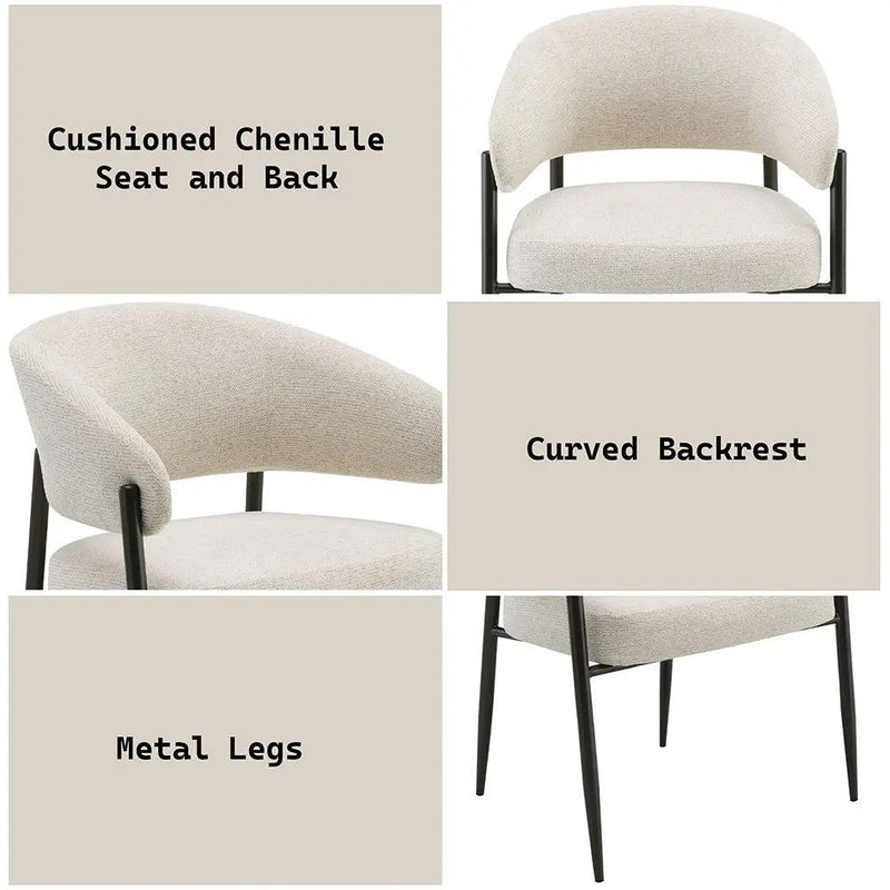 Jirina - Chenille Arm Chair With Metal Legs (Set of 2) - Beige & Black by Unique Piece Furniture