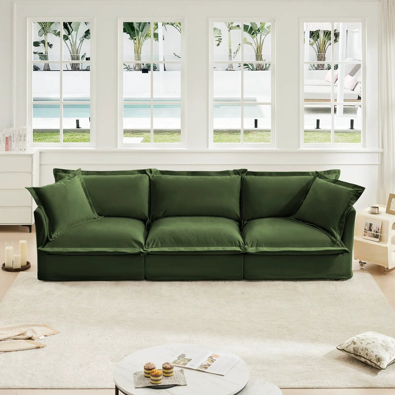 Modern Slipcovered 3-Seater Sofa with Chenille Fabric by HouseOfZazla