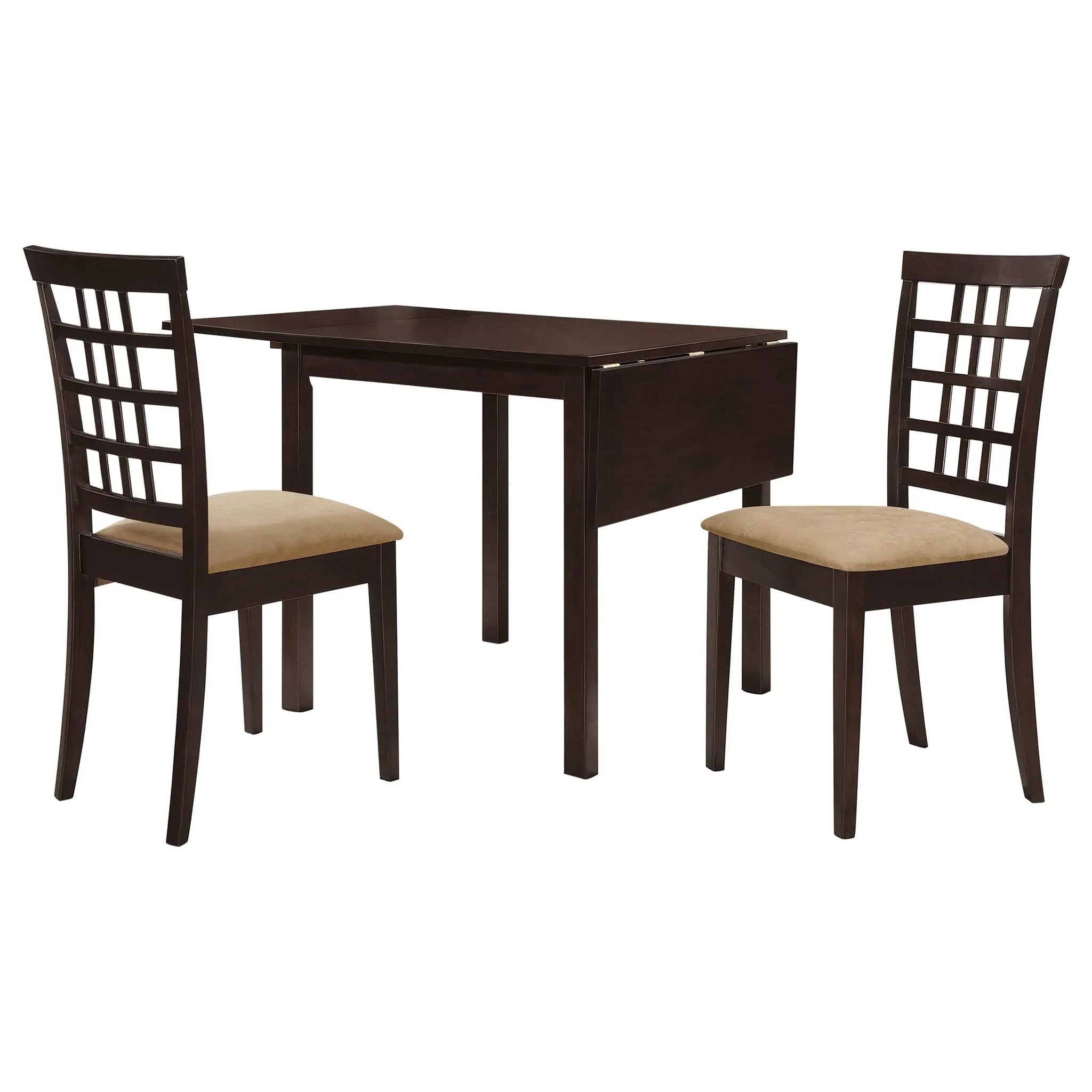 Vanetta - 3 Piece Dining Set With Drop Leaf Table And Chairs - Cappuccino by HouseOfZazla