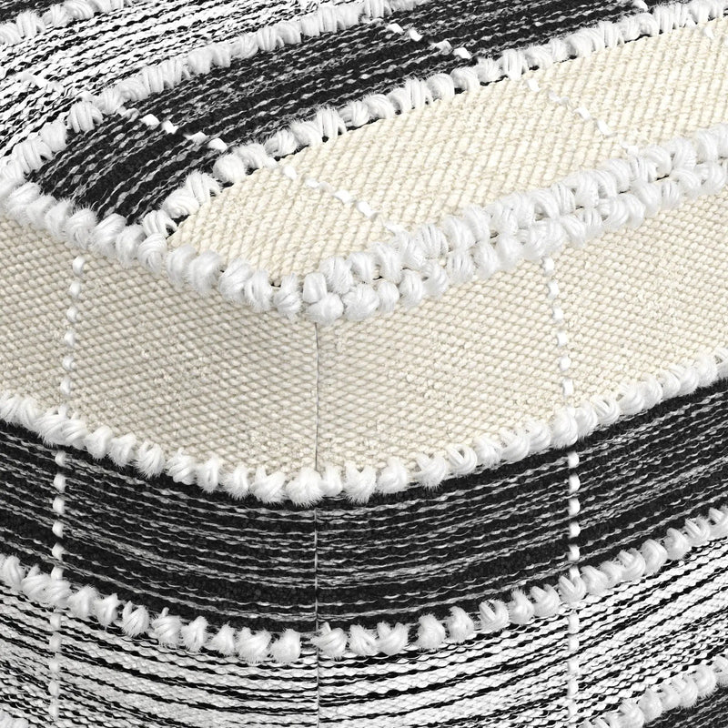 Barley - Square Pouf - White / Beige / Black by HouseOfZazla