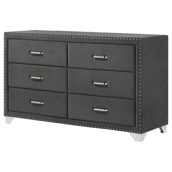 Melody 6-drawer Upholstered Dresser Grey, photo 2 of 7