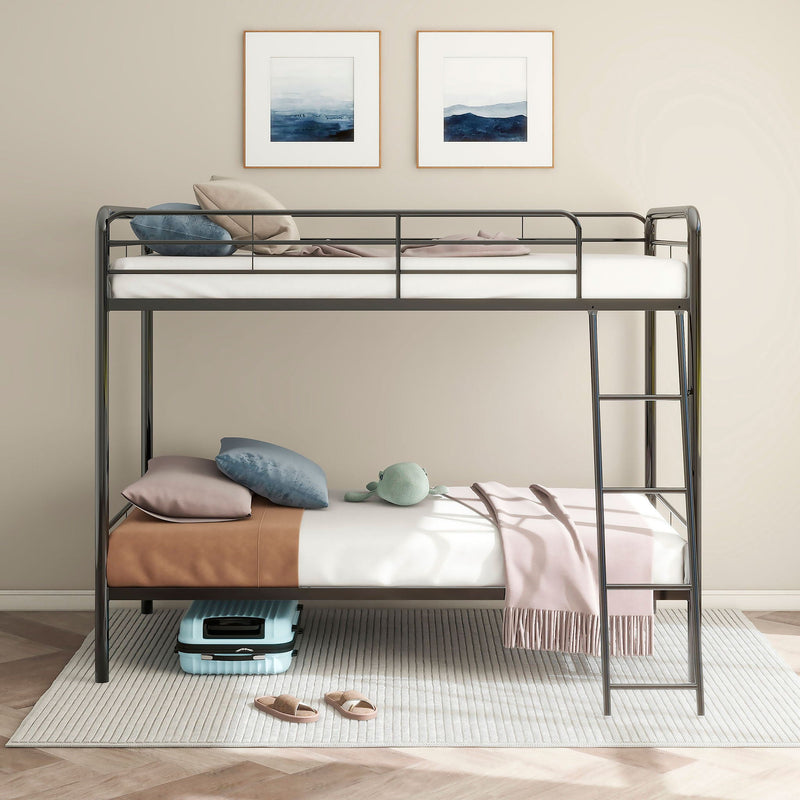 Carson Metal Twin Over Twin Bunk Bed Glossy Black by Unique Piece Furniture