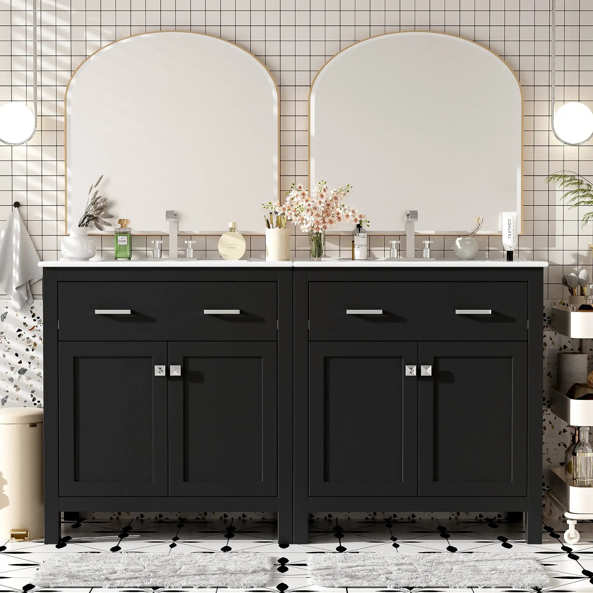 60" Modern Black Bathroom Vanity Set by HouseOfZazla