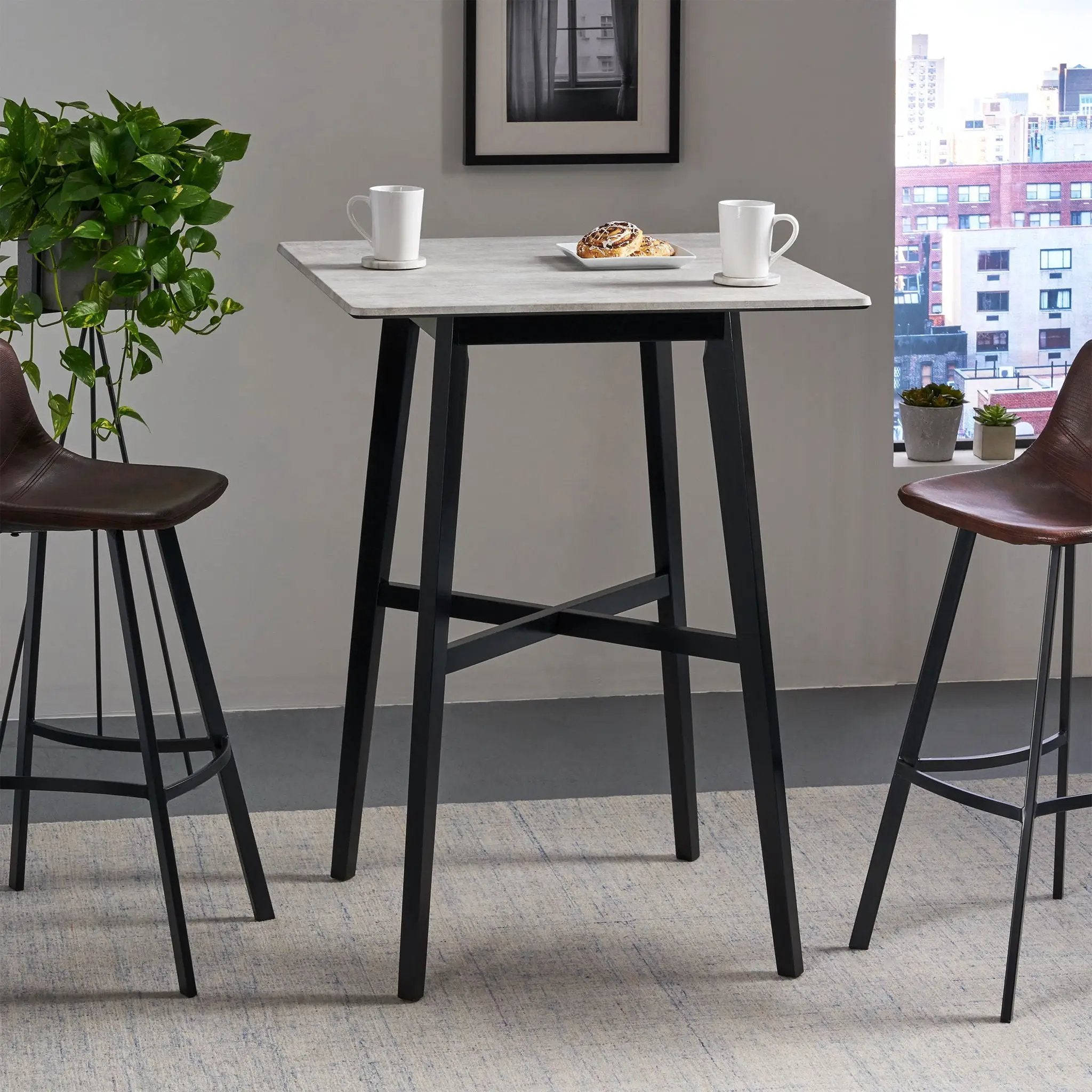 Modern Bar Height Dining Table, Rubberwood Legs and Laminate Table Top by HouseOfZazla