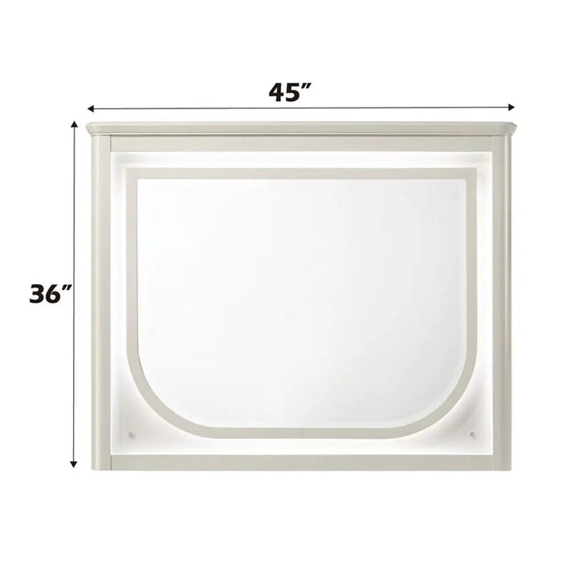 Laveda - Mirror With LED - Pearl White by Unique Piece Furniture