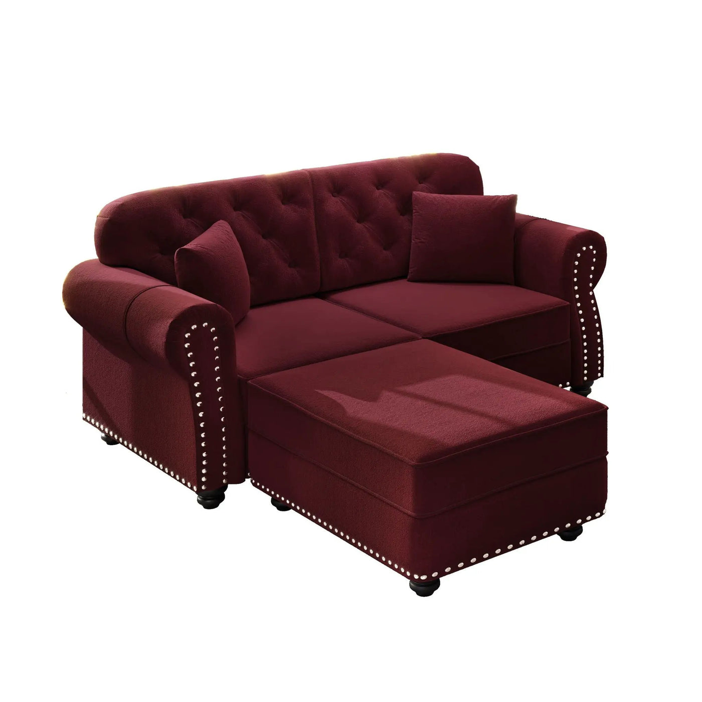 Upholstered Sofa Set With Nailhead Trim And Rolled Armrests, Includes Pillows by HouseOfZazla