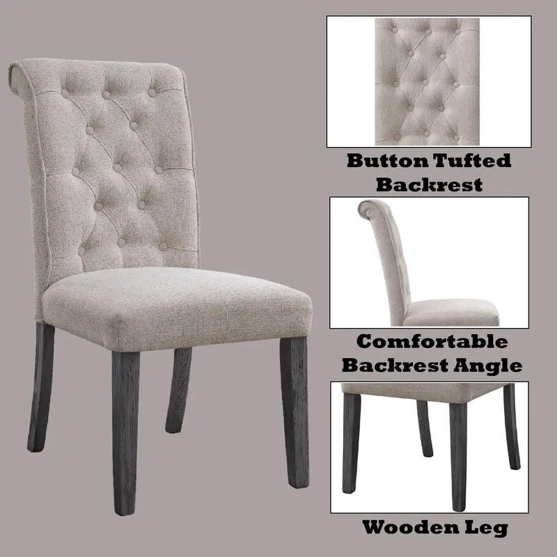 Yabeina - Side Chair (Set of 2) - Beige Linen & Gray by Unique Piece Furniture