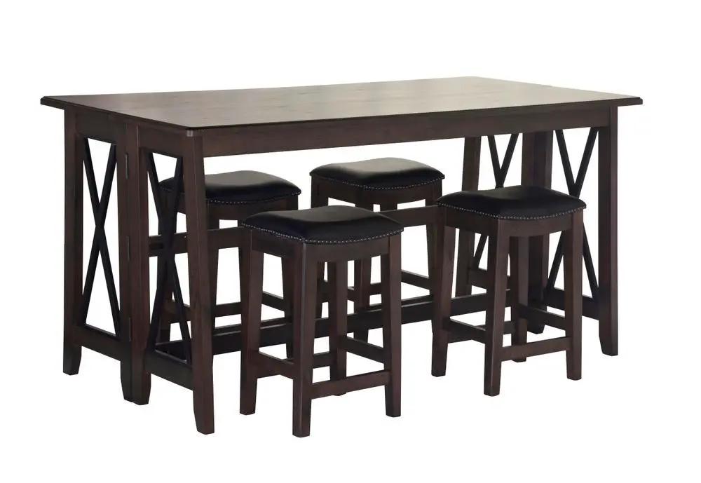 Drop Leaf Table With 4 Stools - Dark Brown by Unique Piece Furniture