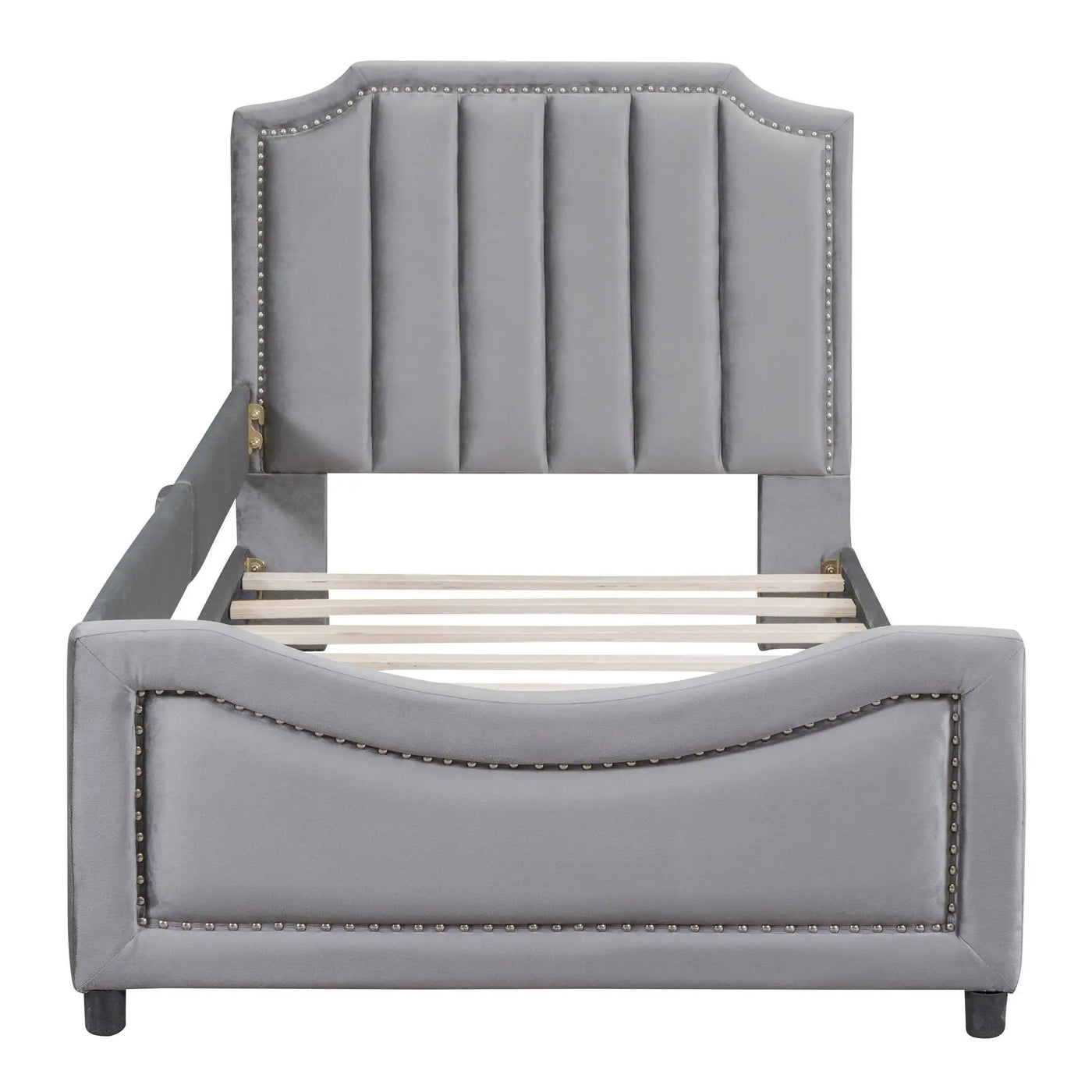 Upholstered Daybed With Classic Stripe Shaped Headboard by Unique Piece Furniture