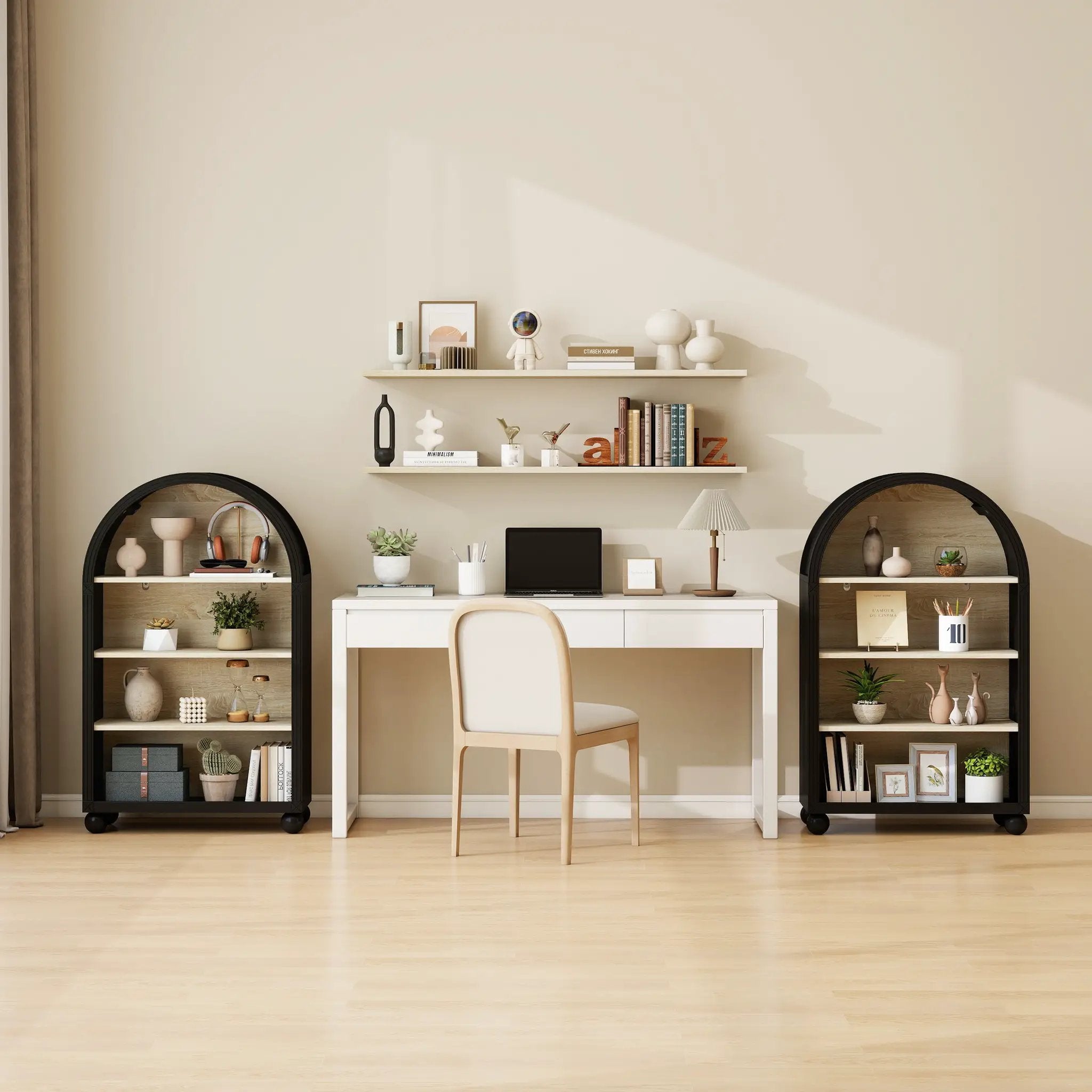 Arched 4-Tier Storage Cabinet with Carved Edges by HouseOfZazla