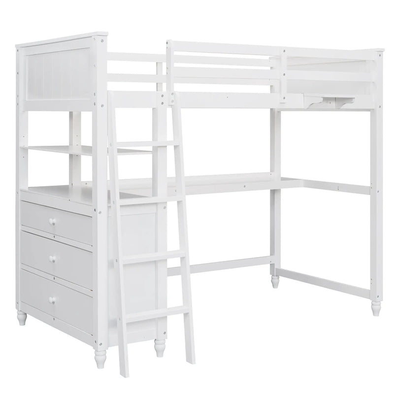 Loft Bed With Drawers With Desk And Shelves by HouseOfZazla