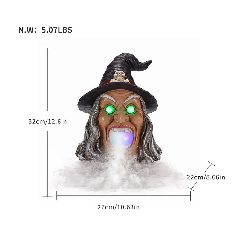 Halloween Witch Head Decor with LED Light and Mist Effect by HouseOfZazla