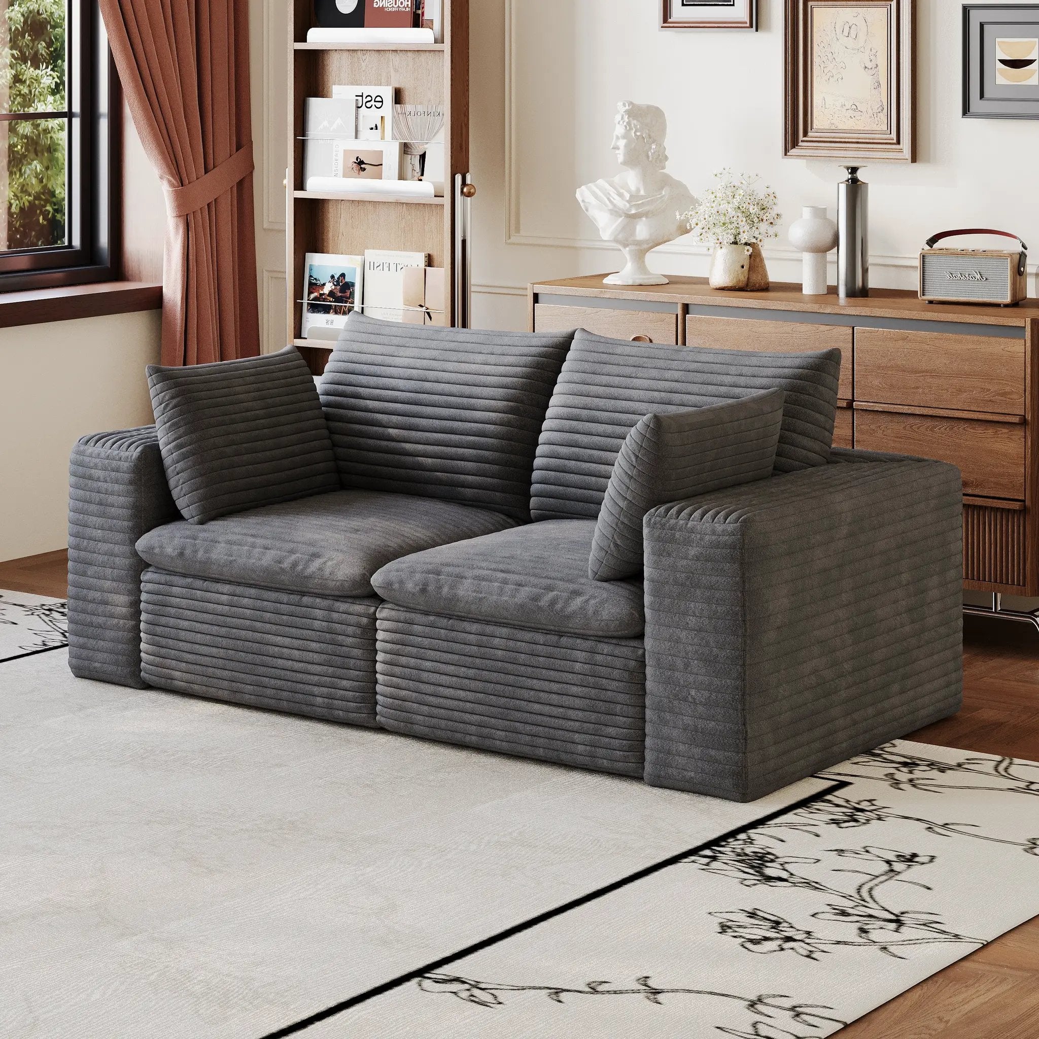 71" Cloud Sofa in Corduroy Fabric by HouseOfZazla