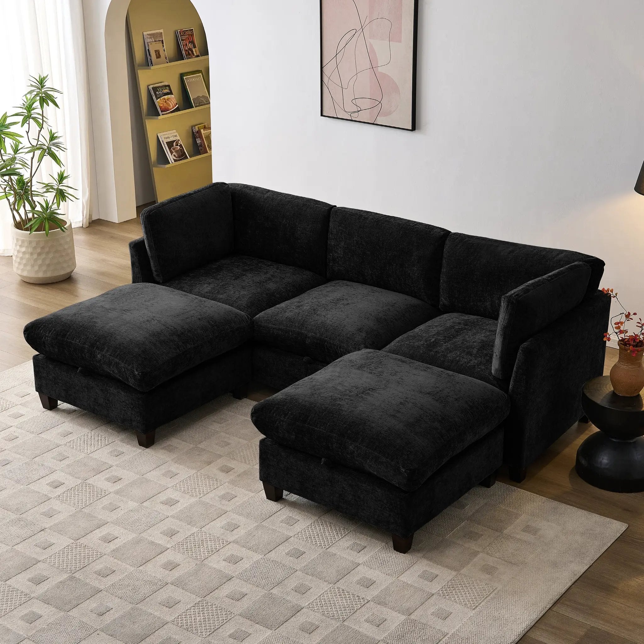 96.5" Sectional Couch for Living Room, Upholstered with Storage by HouseOfZazla