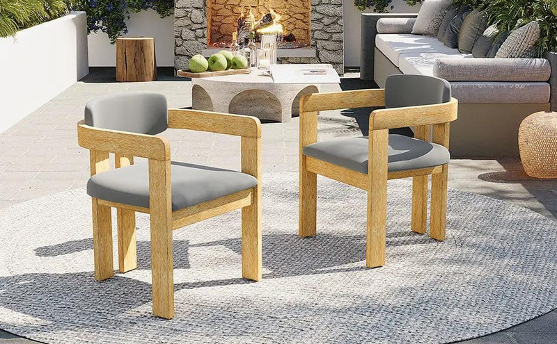 Set of 2 Outdoor Acacia Wood Dining Chairs with Cushions by HouseOfZazla