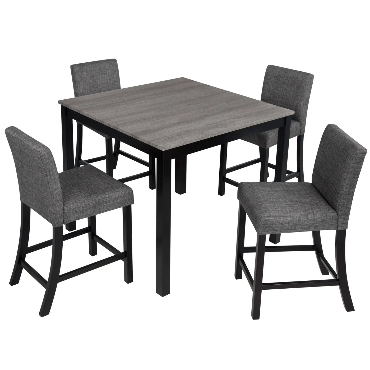 5 Piece Counter Height Table Set, Square Table And 4 Upholstered Chairs by HouseOfZazla