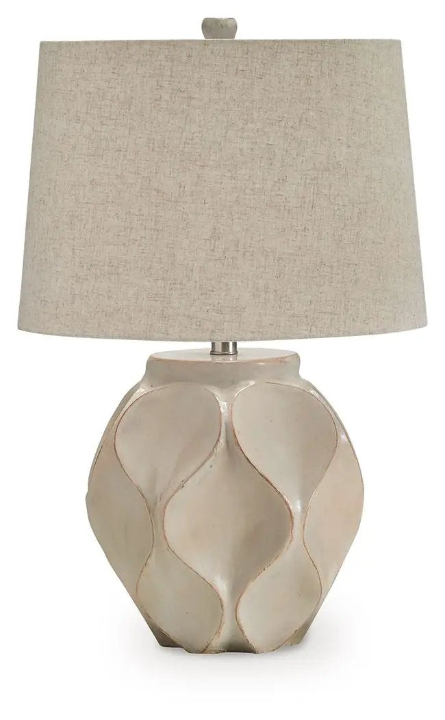 Edselham - Paper Table Lamp - Distressed Cream by Unique Piece Furniture