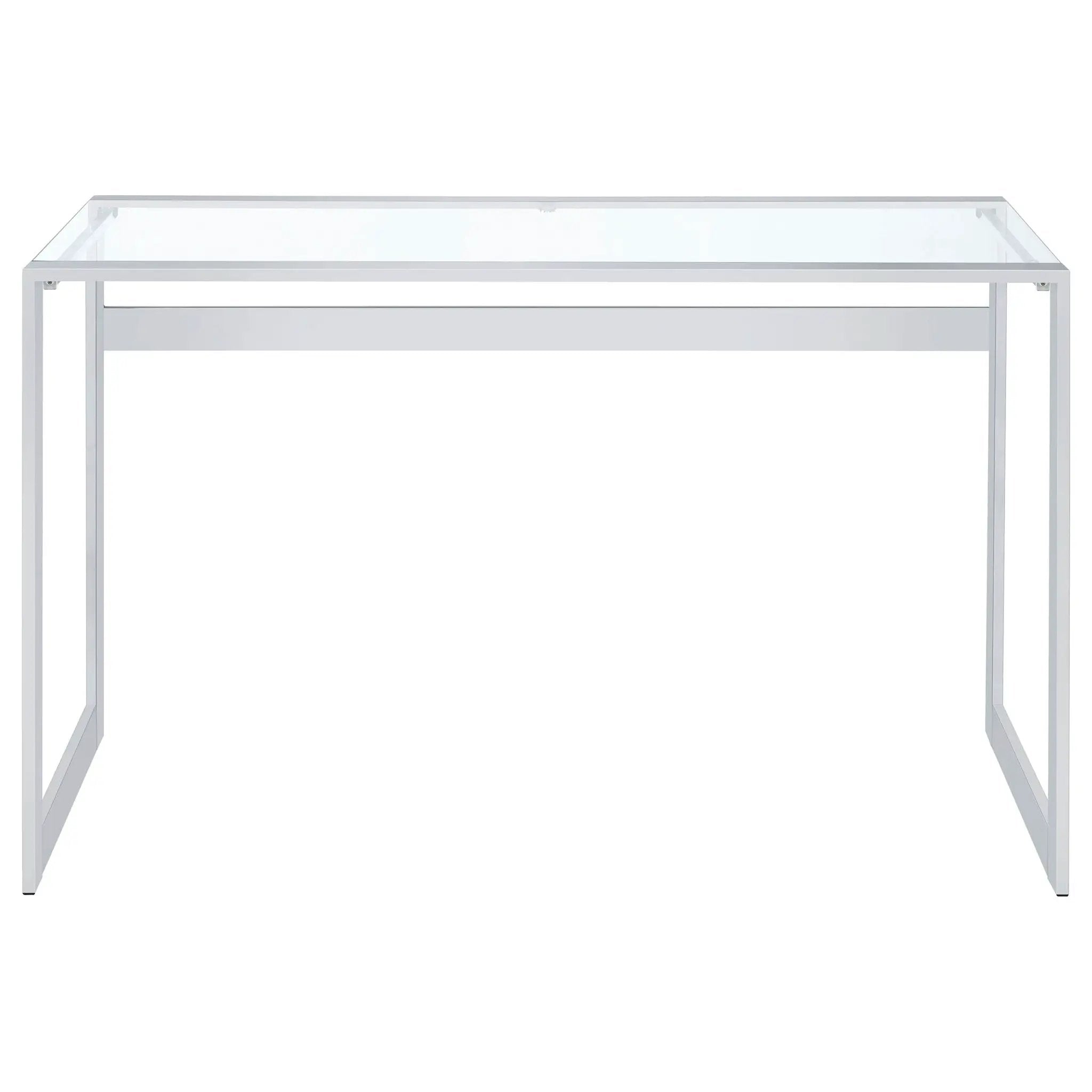 Hartford 47-inch Glass Top Writing Desk Chrome by Unique Piece Furniture