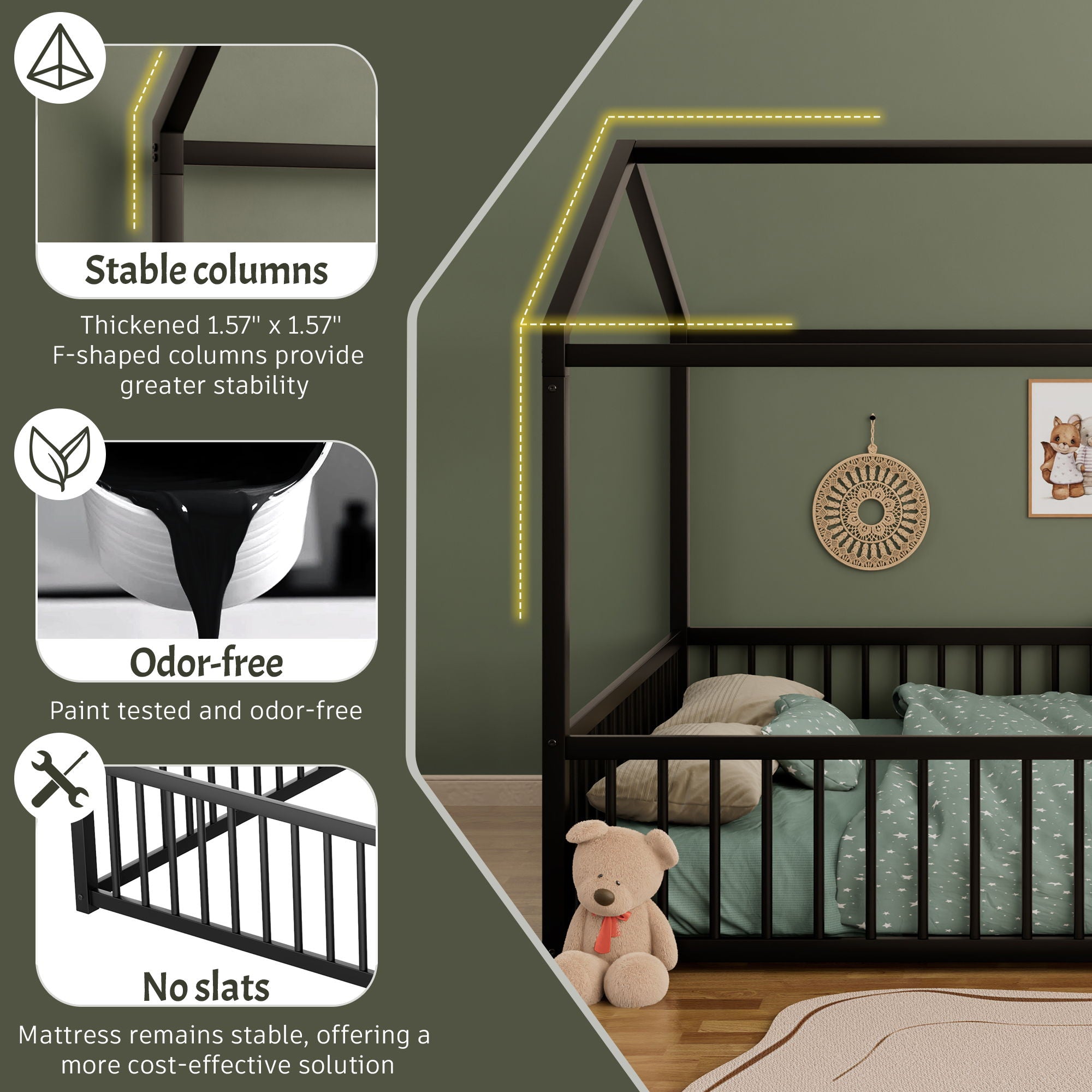 Montessori Floor Bed Frame With House Shape by HouseOfZazla