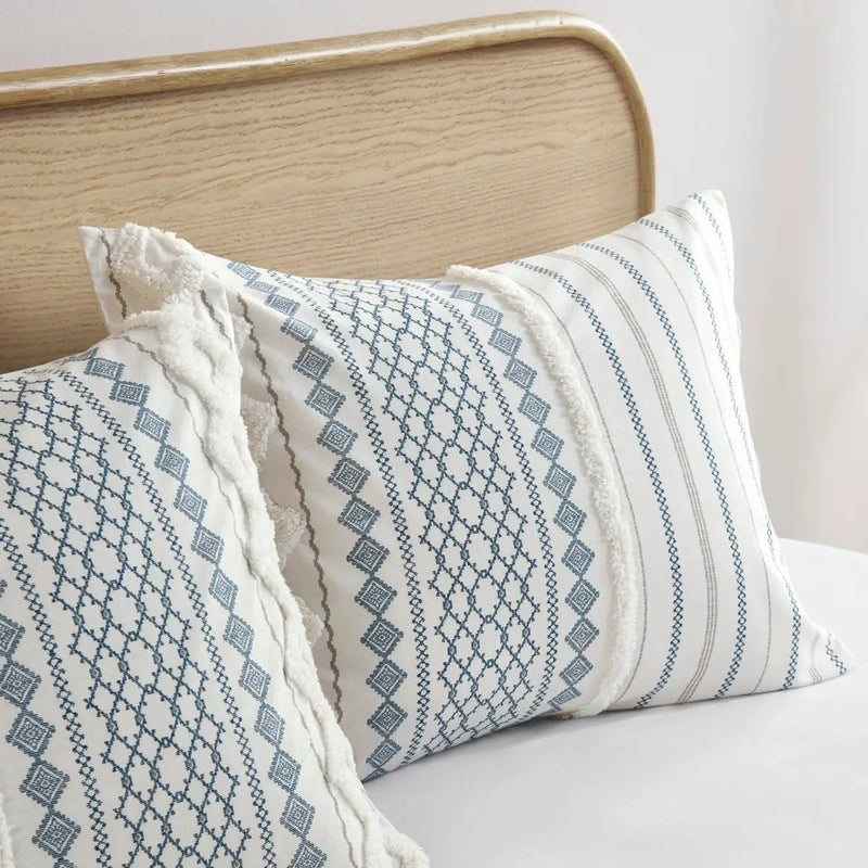 King/Cal King Cotton Printed Duvet Cover Set with Chenille by HouseOfZazla