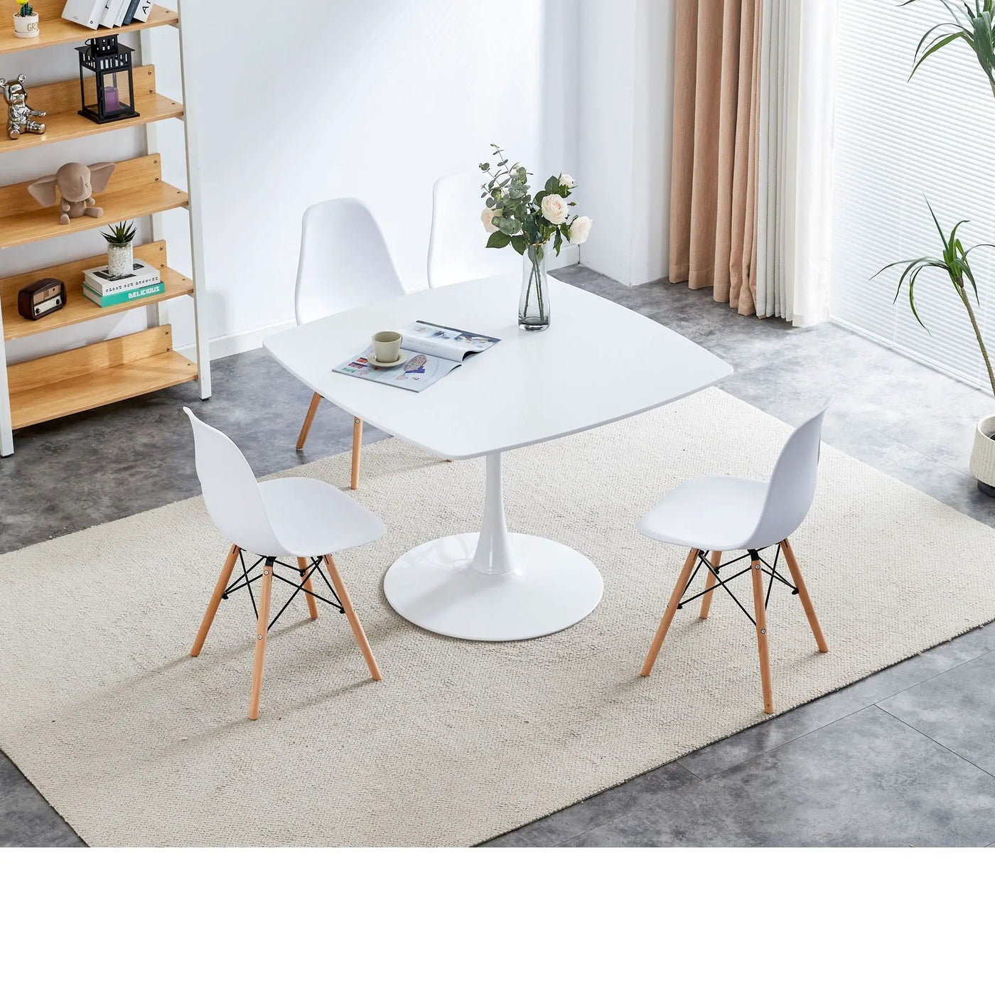 Table Mid-Century Dining Table For 4-6 People With Round Table Top, Pedestal Dining Table, End Table Leisure Coffee Table by Unique Piece Furniture