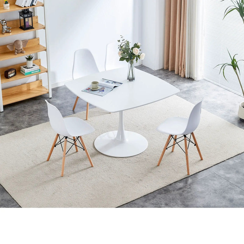 Table Mid-Century Dining Table For 4-6 People With Round Table Top, Pedestal Dining Table, End Table Leisure Coffee Table
