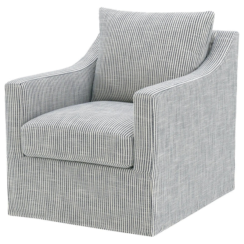 Merced - Upholstered Sloped Arm Accent Swivel Chair With 360 Degree Swivel Base - Gray by HouseOfZazla