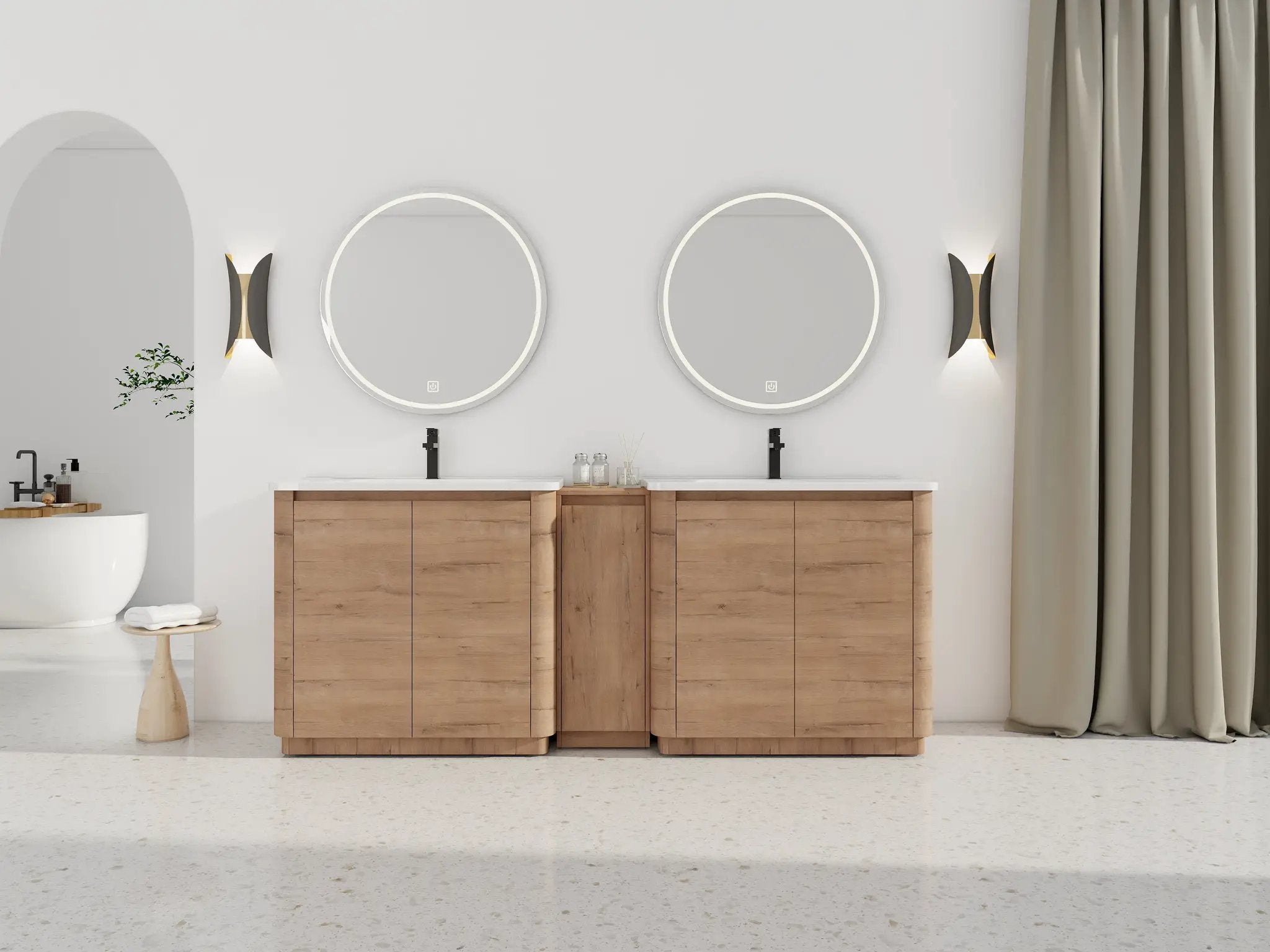 84'' Freestanding Bathroom Vanity with Ceramic Sink by HouseOfZazla