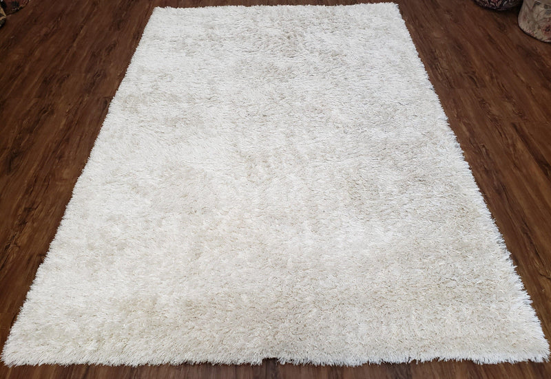 Safavieh Shag Rug 5x8, Pearl White Color, Isaac Mizrachi Shag Collection 5x7 Carpet, High Pile Soft Fluffly Bedroom Rug, Living Room Rug by Jewel Rugs