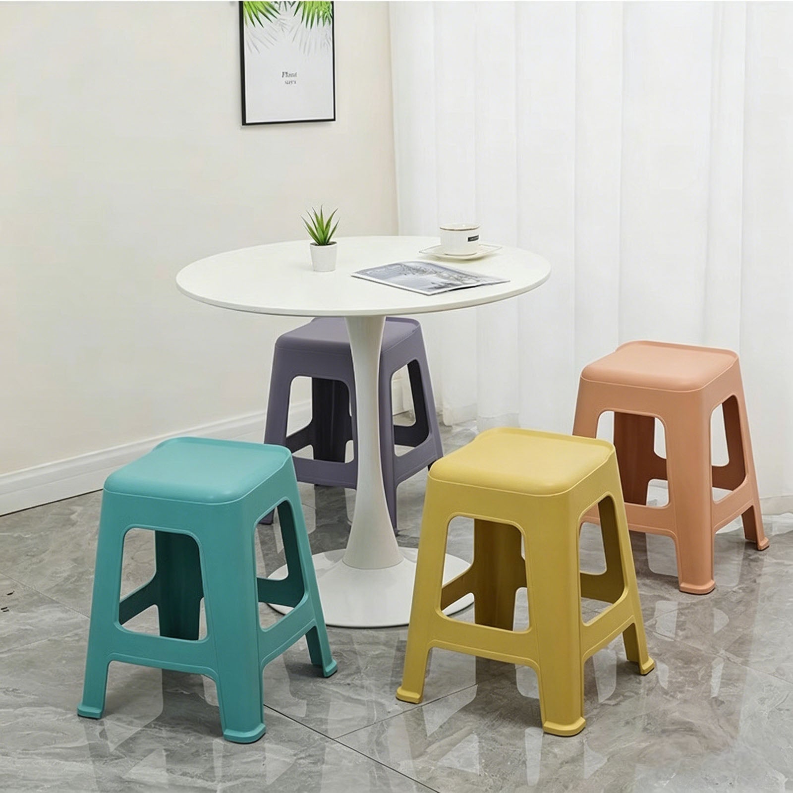 5 Pack Stackable Classroom Stools, 18.8" Height Colorful Nesting Plastic Stool by HouseOfZazla