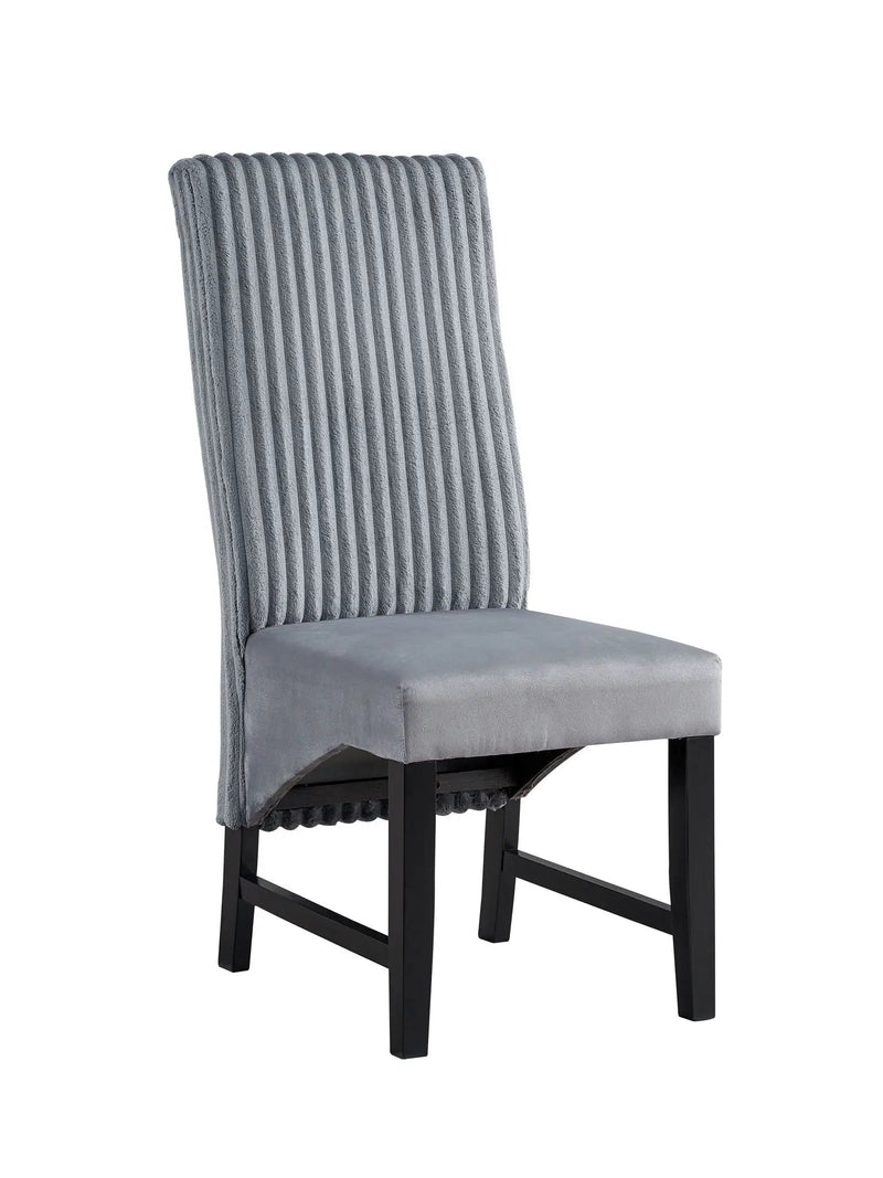 Kini Corduroy Side Chair (Set of 2) - Black / Gray by HouseOfZazla