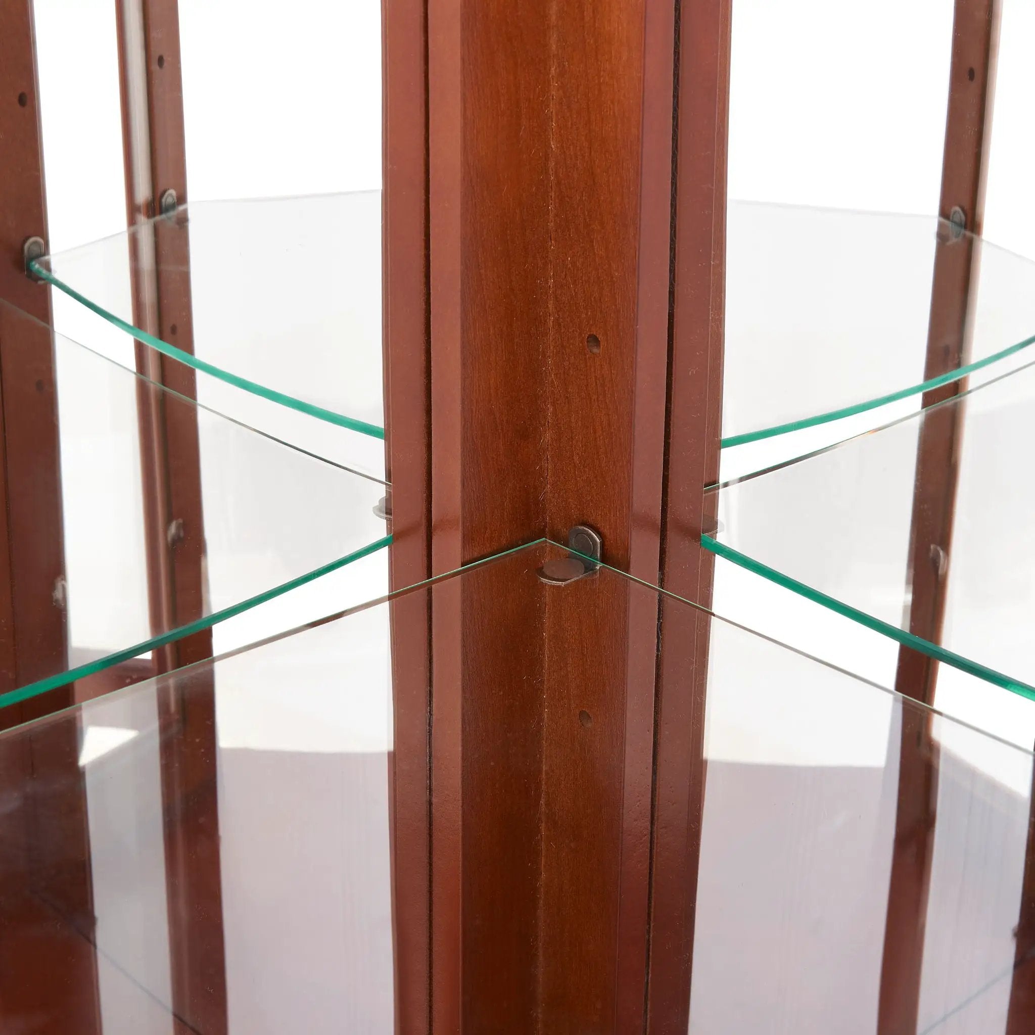 Corner Curio Cabinet With Lights, Adjustable Shelves, Mirrored Back - Walnut by HouseOfZazla