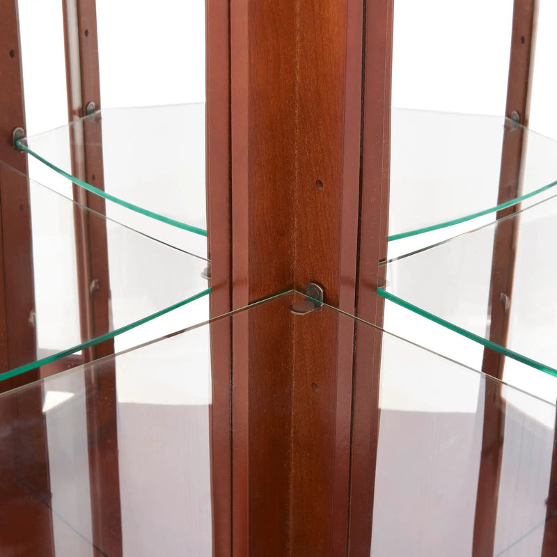 Corner Curio Cabinet With Lights, Adjustable Shelves, Mirrored Back - Walnut by HouseOfZazla